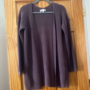 Pink Republic Plum Purple Open Front Knit Cardigan Sweater Women’a L Boho